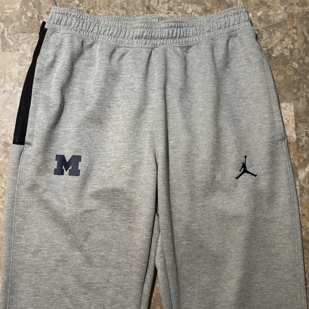 Nike Air Jordan Sweatpants Mens Large Grey Blue Michigan Wolverines Fleece NCAA